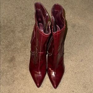 Nine West Women's Burgundy Leather Boots
